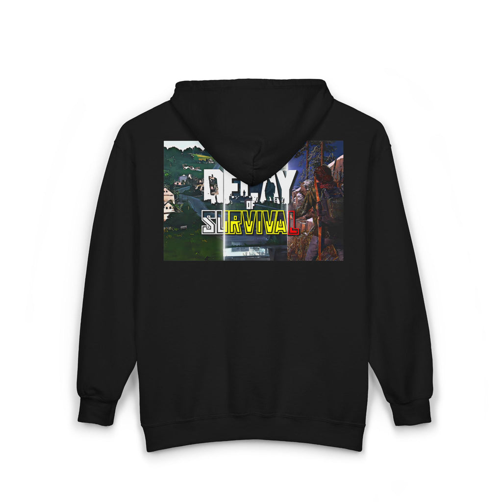 Decay of Survival Zip Hoodie — Post-Apocalyptic Gaming Graphic Hoodie