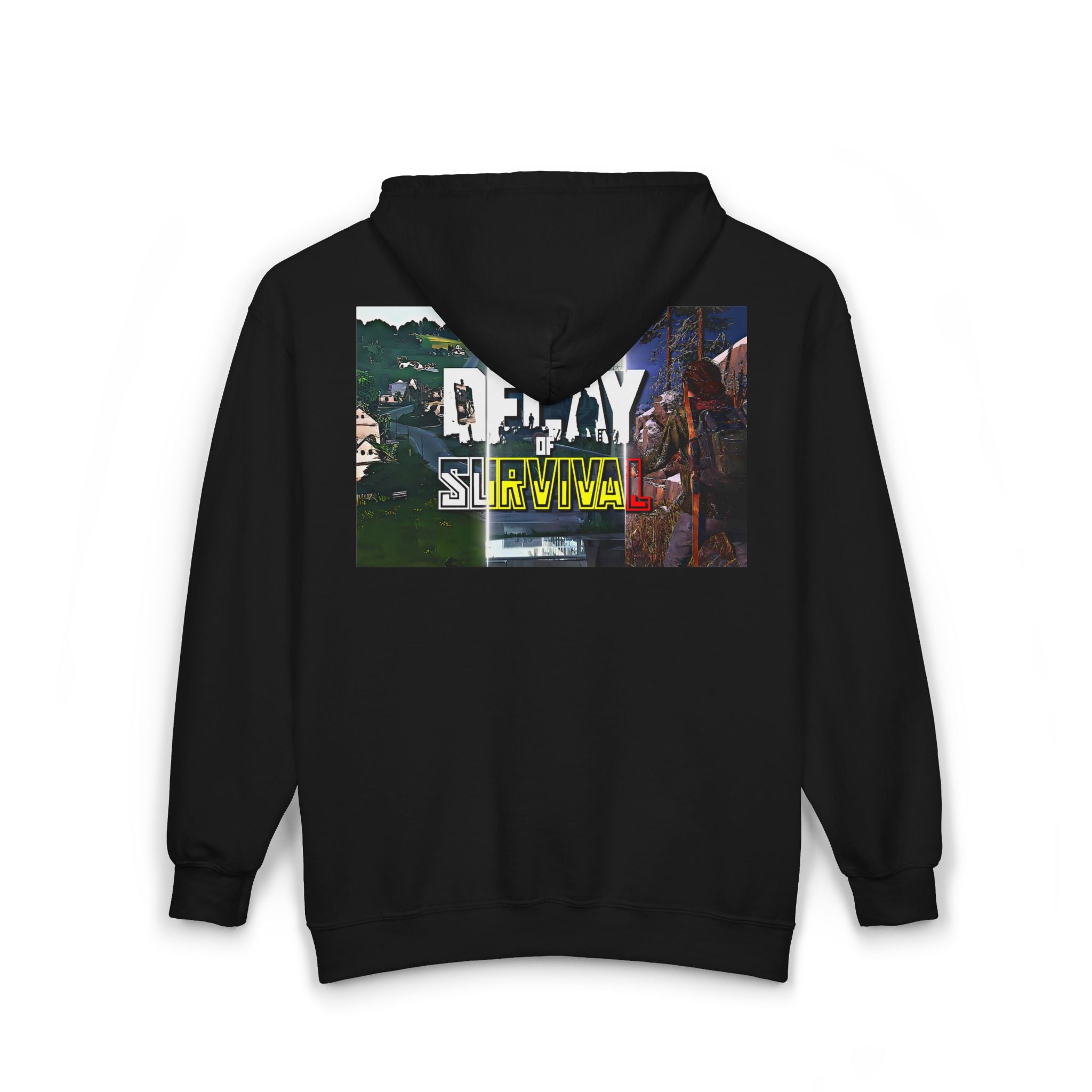 Decay of Survival Zip Hoodie — Post-Apocalyptic Gaming Graphic Hoodie