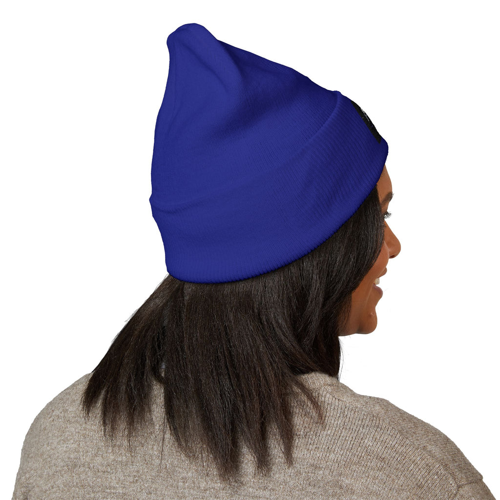 Embroidered 'ABN' Classic Cuffed Beanie — White Knit Winter Hat