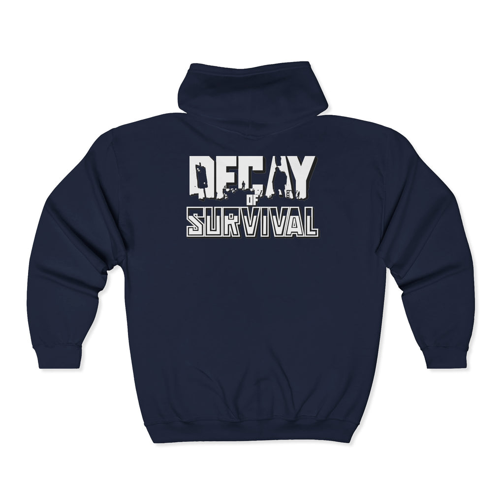 Decay Of Survival - White Zip Up Hoodie — ABN Faction Logo Streetwear