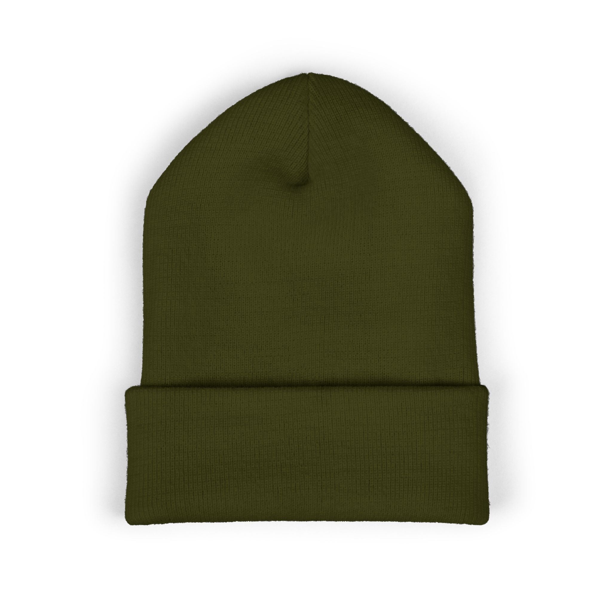 Embroidered 'ABN' Classic Cuffed Beanie — White Knit Winter Hat