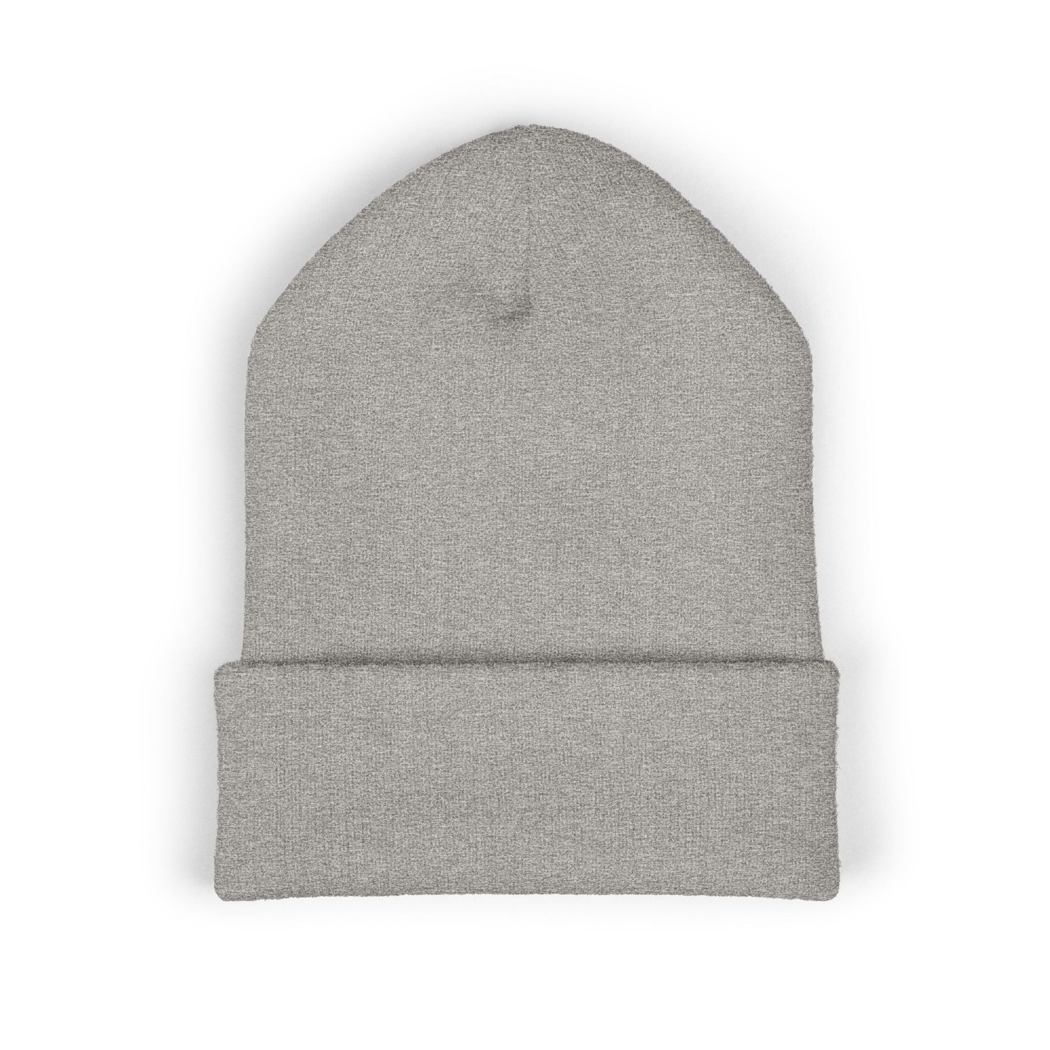 Embroidered 'RONIN' Cuffed Beanie — White Knit Winter Hat