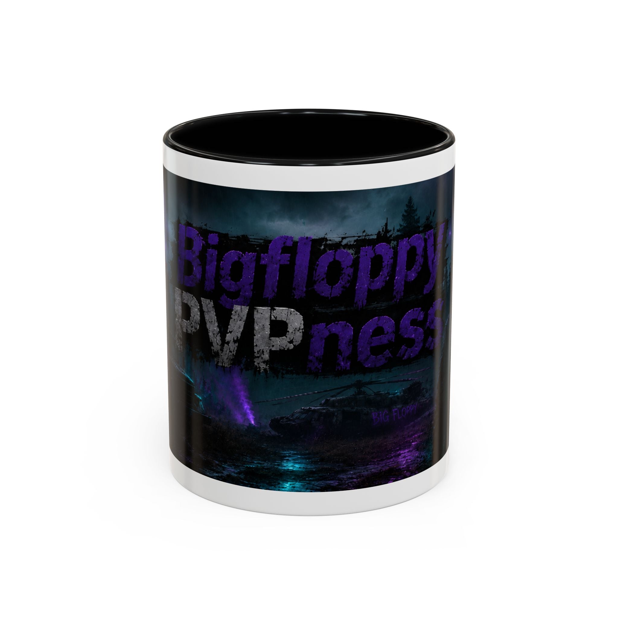 Gamer Nightscape Accent Coffee Mug – 'Bigfloppy PVP ness' Dark Fantasy Design (11/15oz)