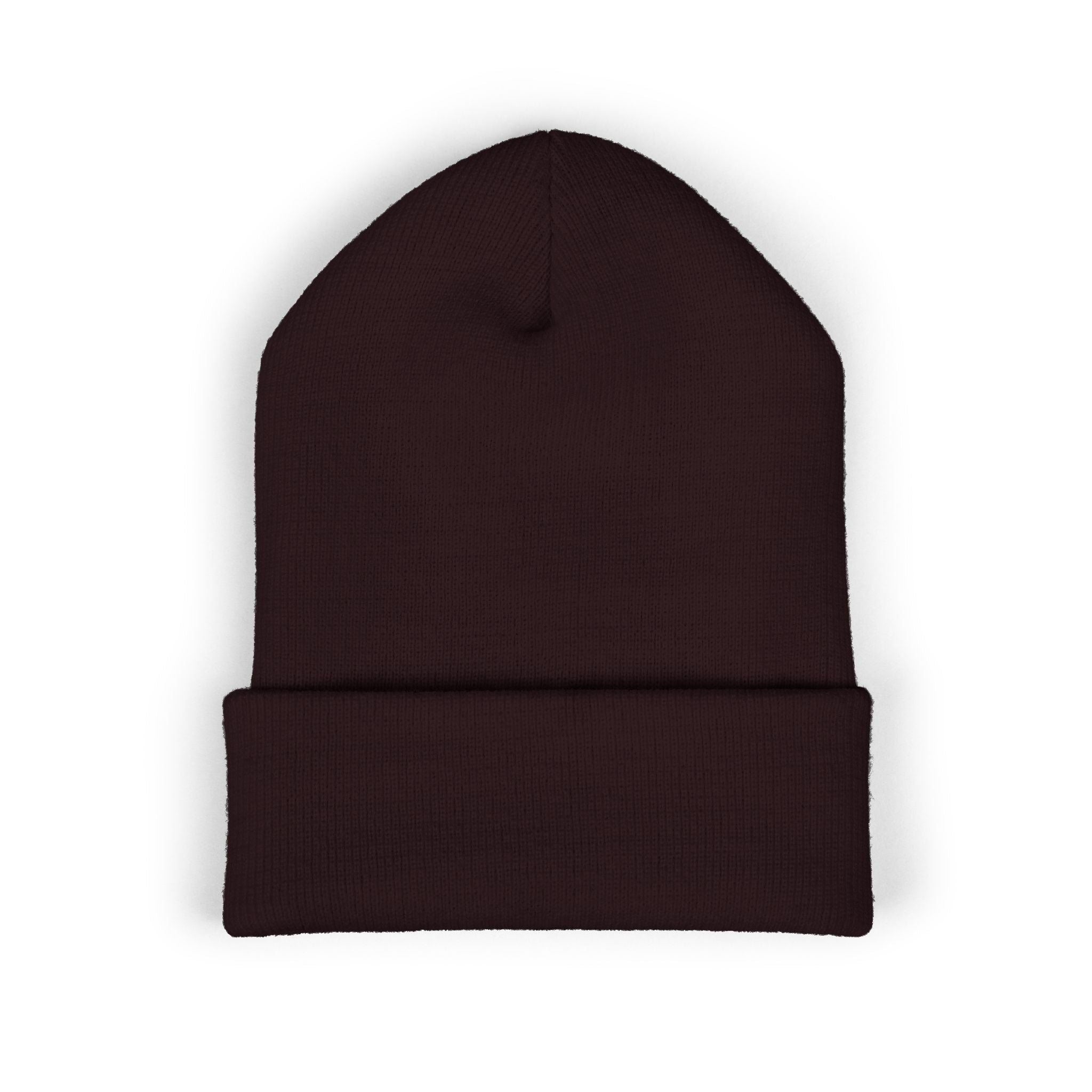 Embroidered 'RONIN' Cuffed Beanie — White Knit Winter Hat