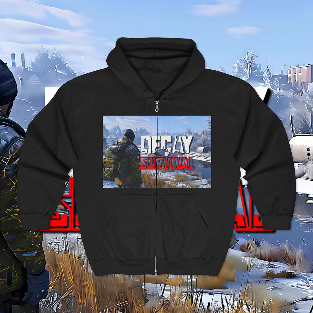 Decay Of Survival Game Zip Hoodie — 'Decay Of Survival' Post-Apocalyptic Graphic Jacket
