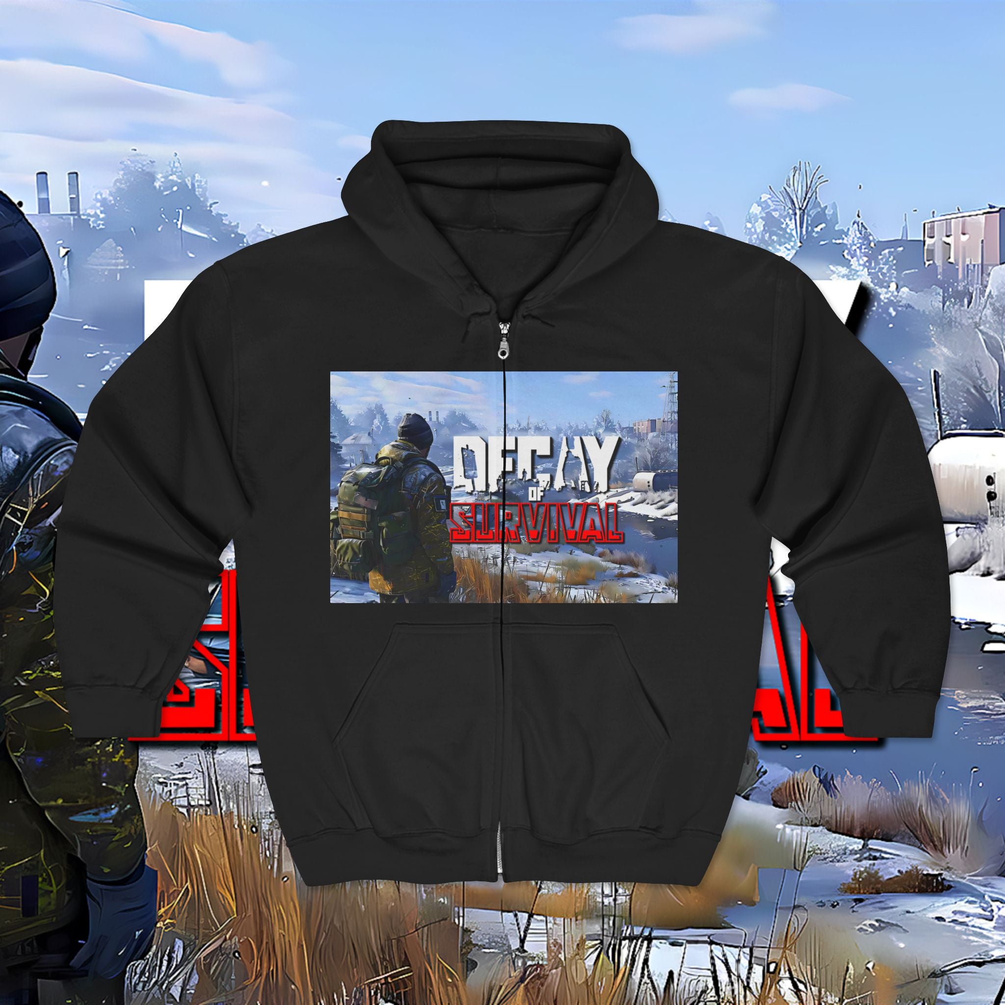 Decay Of Survival Game Zip Hoodie — 'Decay Of Survival' Post-Apocalyptic Graphic Jacket