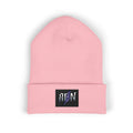 Embroidered 'ABN' Classic Cuffed Beanie — White Knit Winter Hat