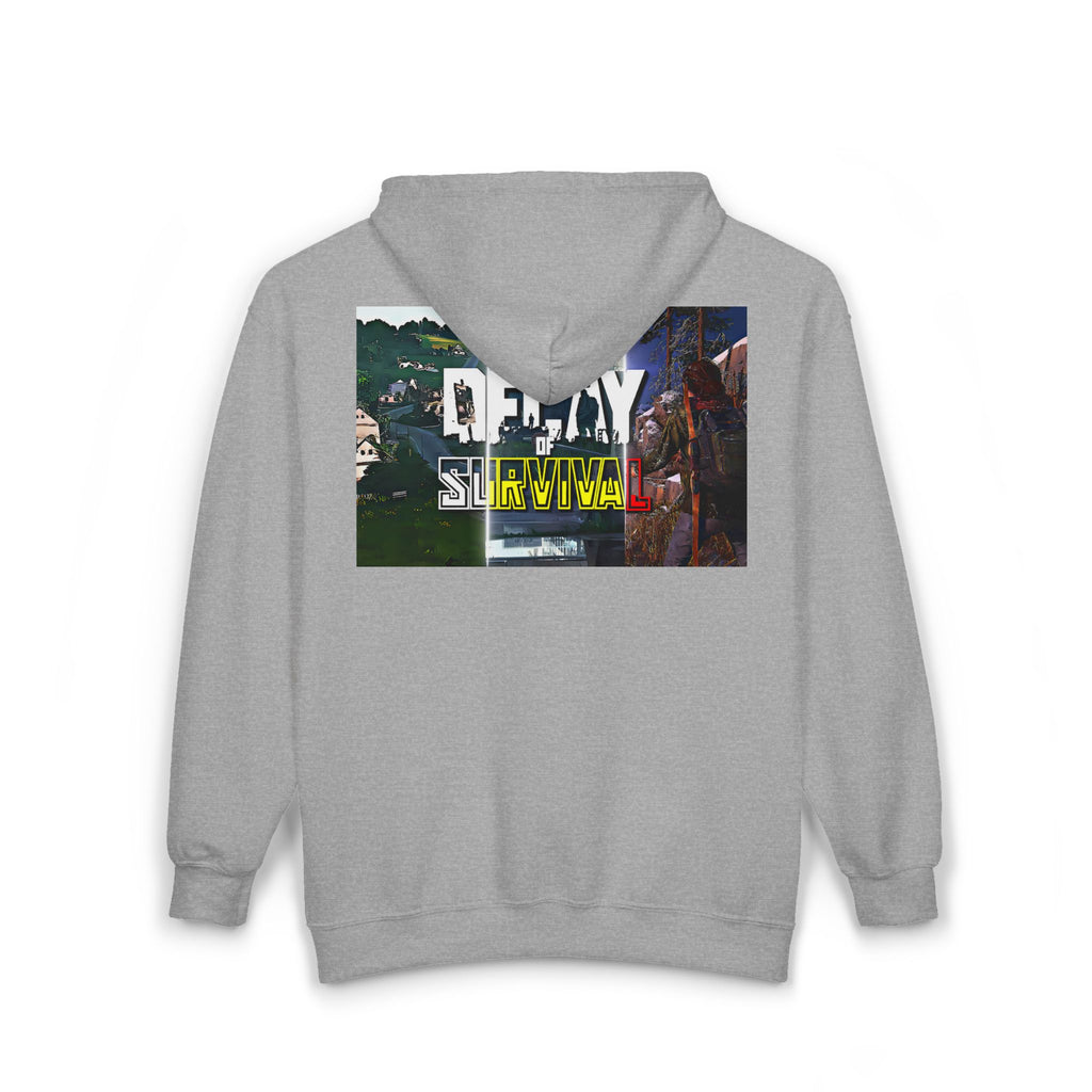 Decay of Survival Zip Hoodie — Post-Apocalyptic Gaming Graphic Hoodie