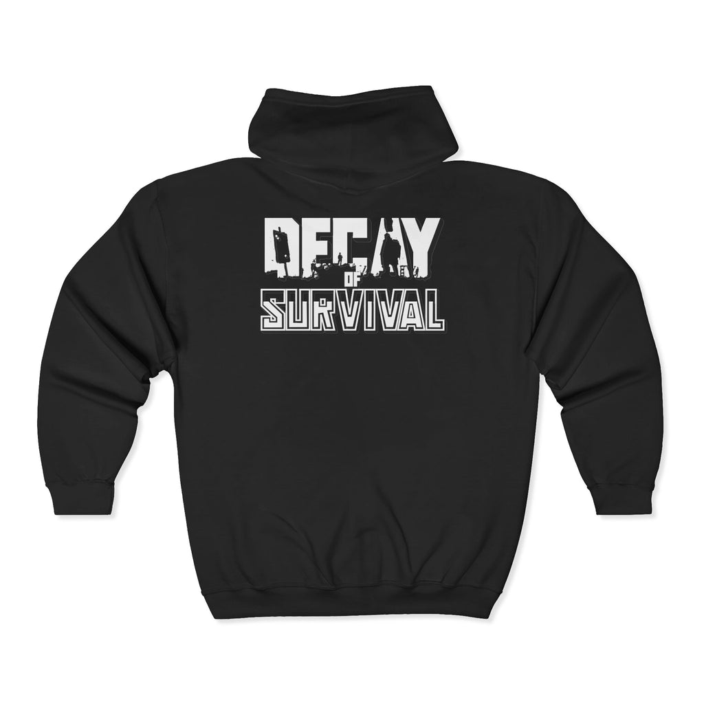 Decay Of Survival - White Zip Up Hoodie — ABN Faction Logo Streetwear