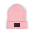 Embroidered 'RONIN' Cuffed Beanie — White Knit Winter Hat