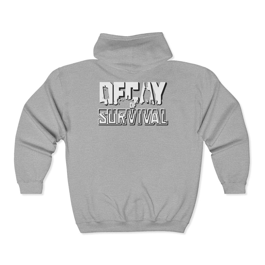 Decay Of Survival - White Zip Up Hoodie — ABN Faction Logo Streetwear