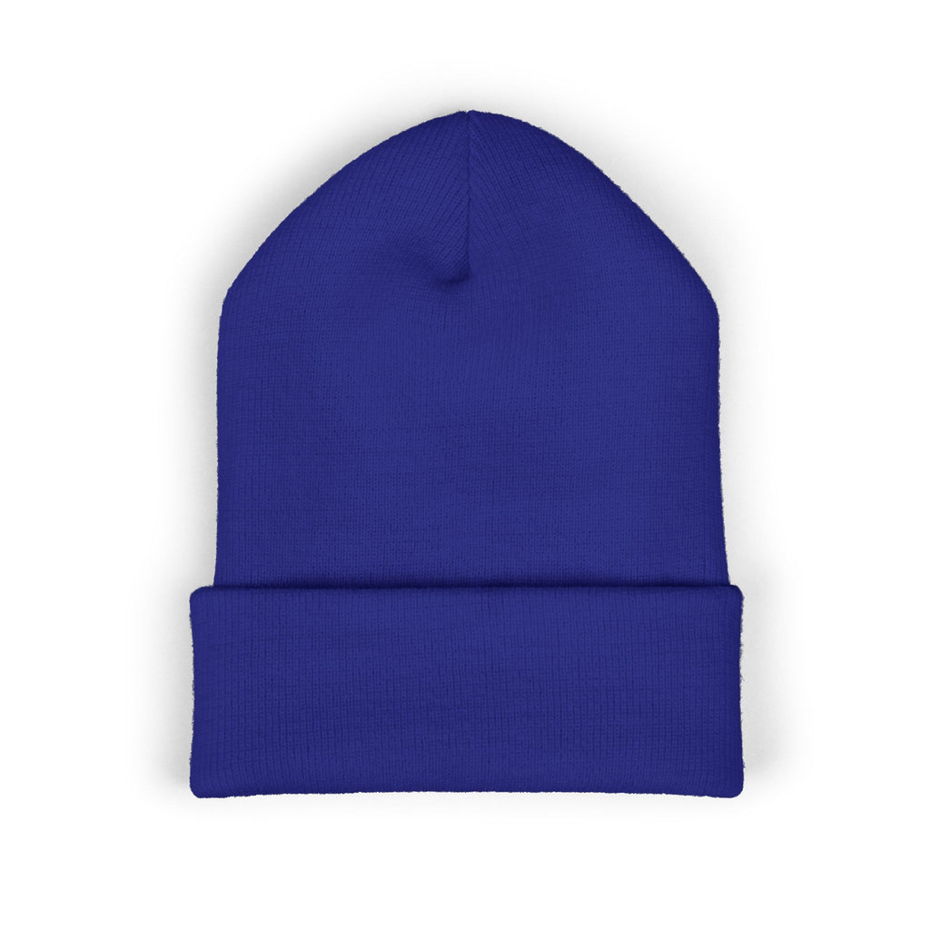 Embroidered 'ABN' Classic Cuffed Beanie — White Knit Winter Hat
